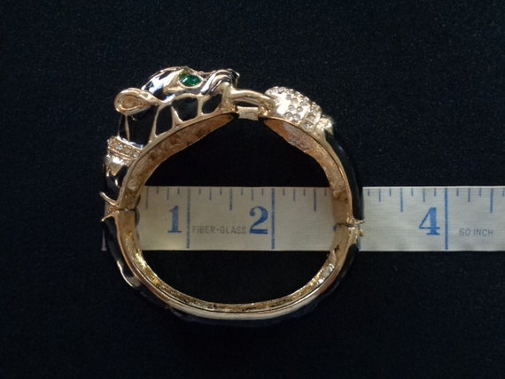 Striking Jewelry Yellow Gold Tone W/ Black Enamel & Pave