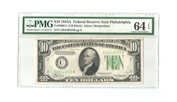 1950-D Ten Dollar Bill $10 Green Seal Federal Reserve Note - Old U.S.  Currency