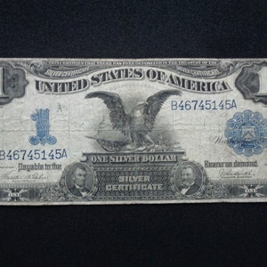 Antique Dollar Black Eagle US Dollar Bill 1899 Silver Certificate Collect Old Currency United States Lincoln Grant Full House Serial Number