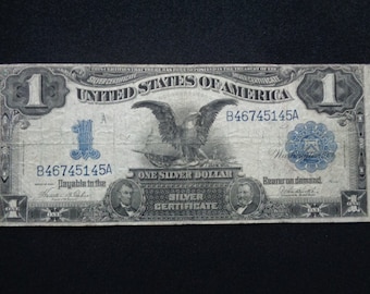Antique Dollar Black Eagle US Dollar Bill 1899 Silver Certificate Collect Old Currency United States Lincoln Grant Full House Serial Number