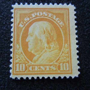 1912 Ten Cents 10c US Stamp Scott 416 Benjamin Franklin MH Add this to your Collection of Stamps Nice Antique Collectible