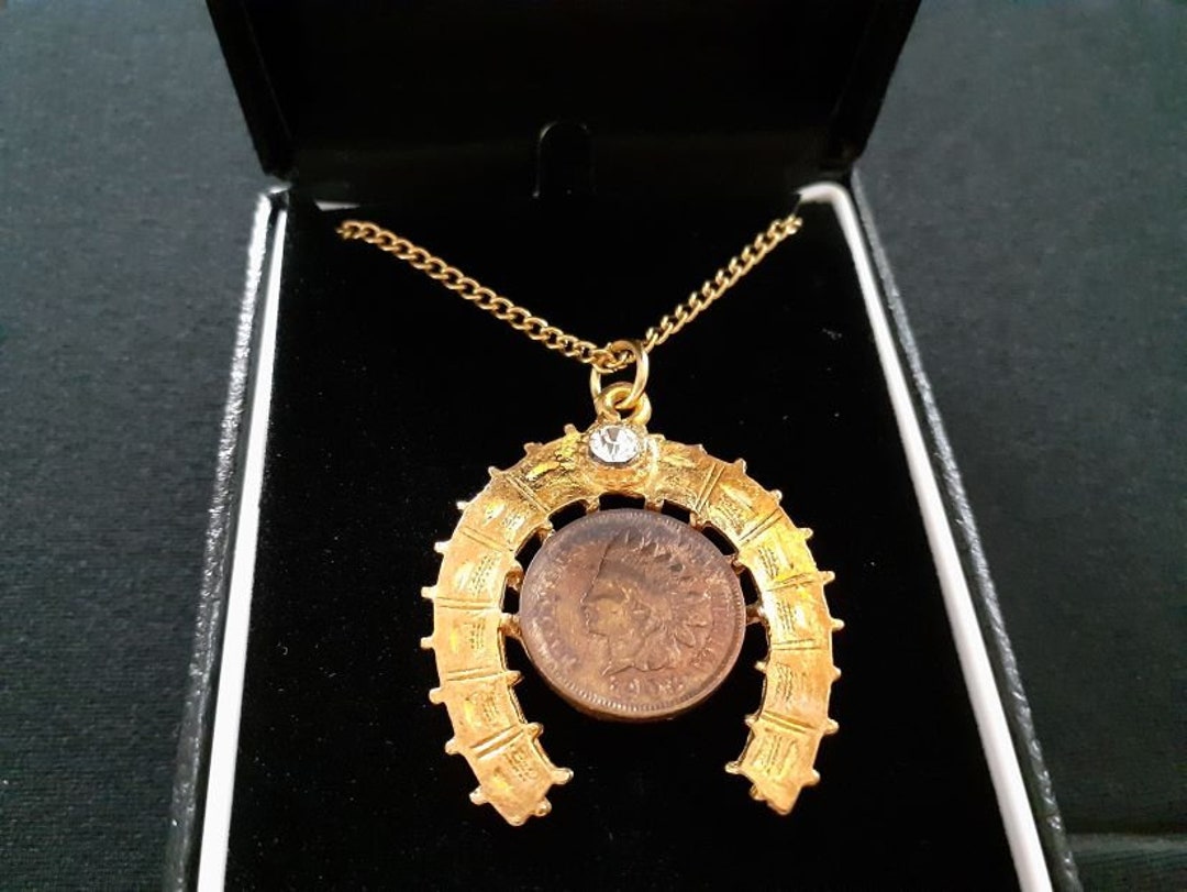 1903 Indian Head Penny One Cent Coin Lucky Horseshoe Design