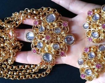 JOSE MARIA BARRERA for Avon Gold Tone Ornate Three Strands Rolo
