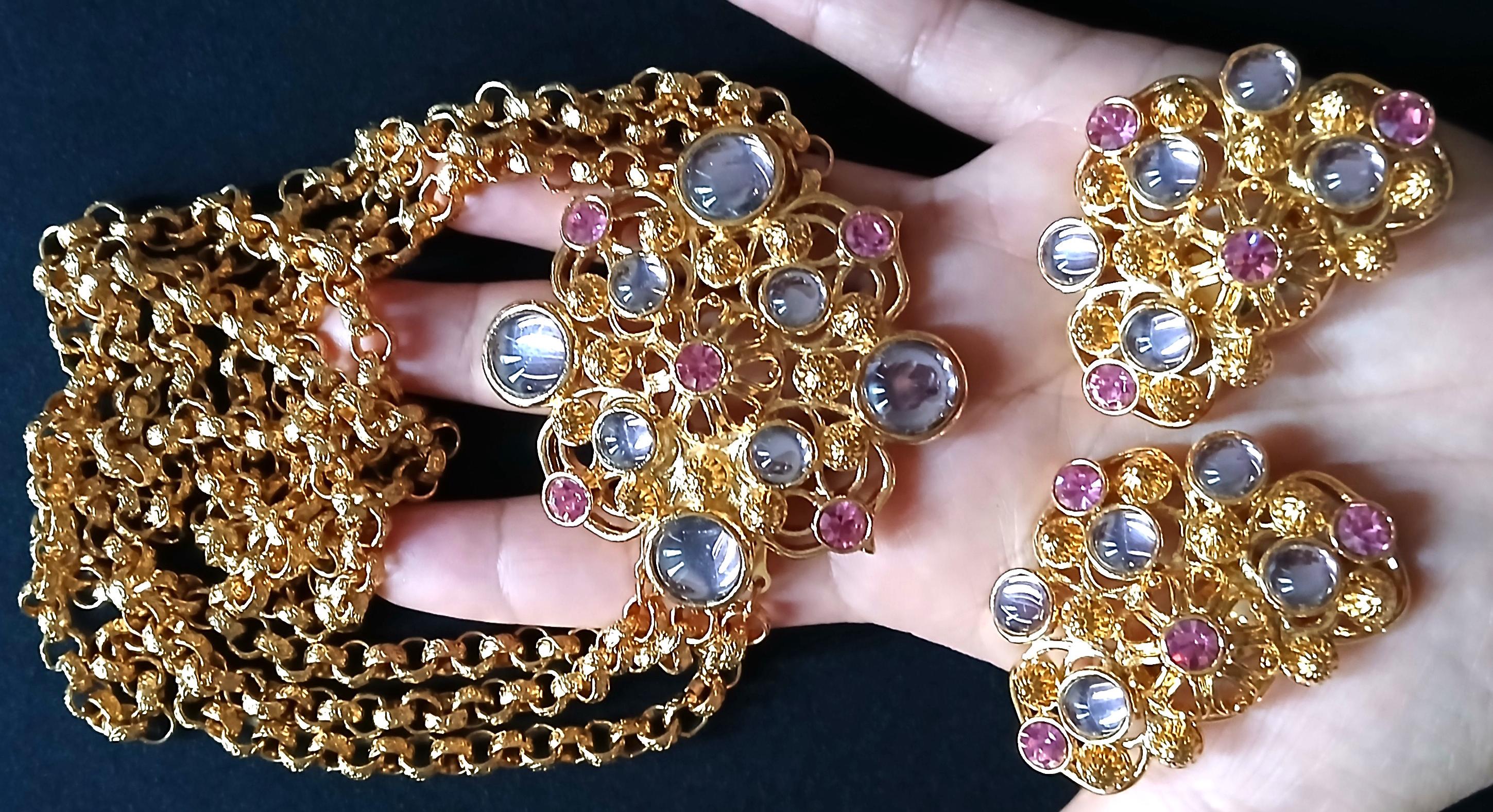 JOSE MARIA BARRERA for Avon Gold Tone Ornate Three Strands Rolo