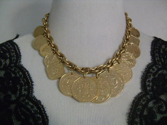 Franklin Mint the Golden Caribbean 14 Coins Charm Necklace Bahamas