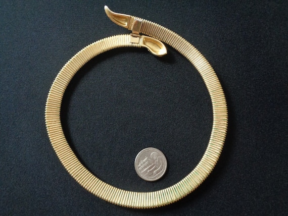 Yellow Gold Plated Tubogas Omega Chain Snake Coll… - image 10