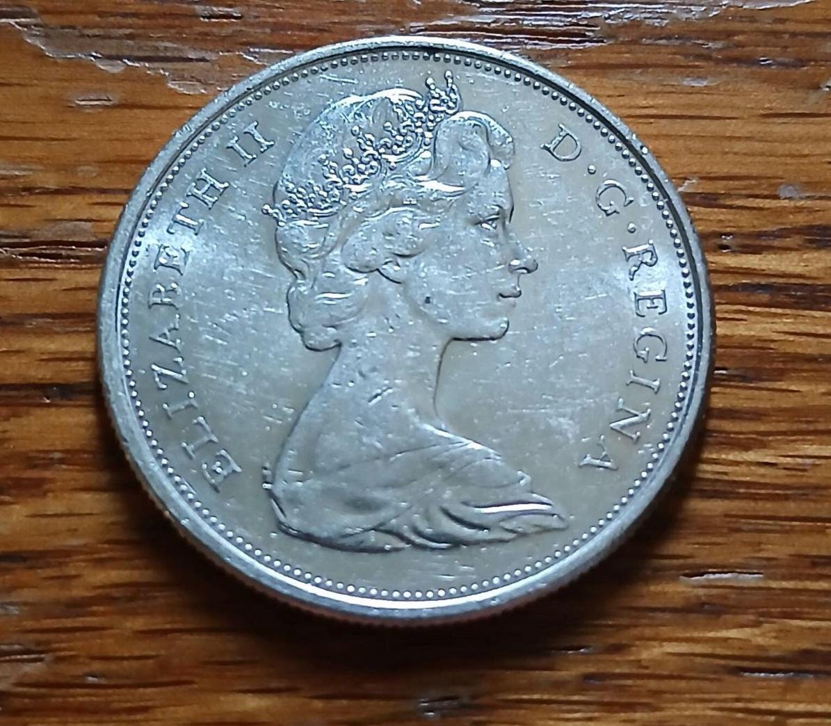 Silver Coin 1967 Canadian Half Dollar Queen Elizabeth II Obverse