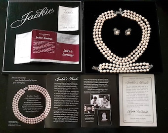 Franklin Mint Jackie s Kennedy Triple Strand Creamy Luster Faux