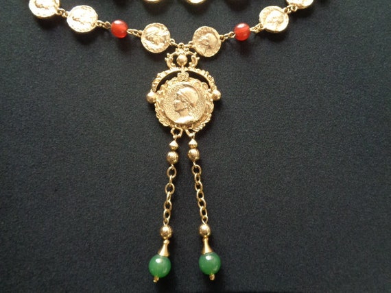 Vintage Gold Tone Ancient Roman War Goddess Lady … - image 10