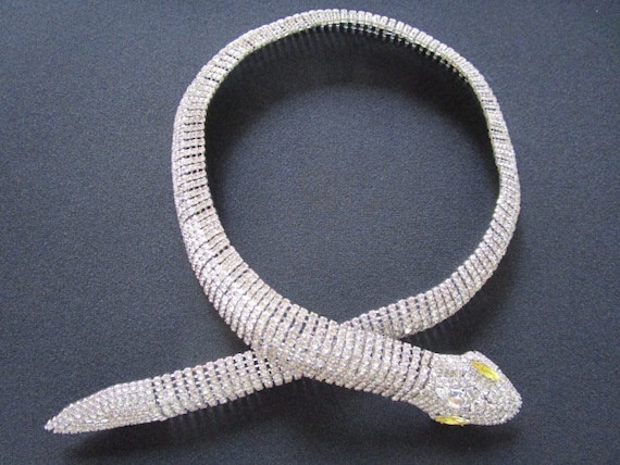 ネックレス・ペンダント [KINDABABY] pure swa gradation necklace Dazzling Silver Tone W/ Sparkling Rhinestone Snake Serpent