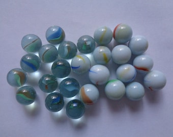 Lot 26Pcs White Blue Green Yellow Orange White Swirled Clear Translucent Glass Marbles Ball Shooter Game Toys Home Table Jar Bowl Decoration