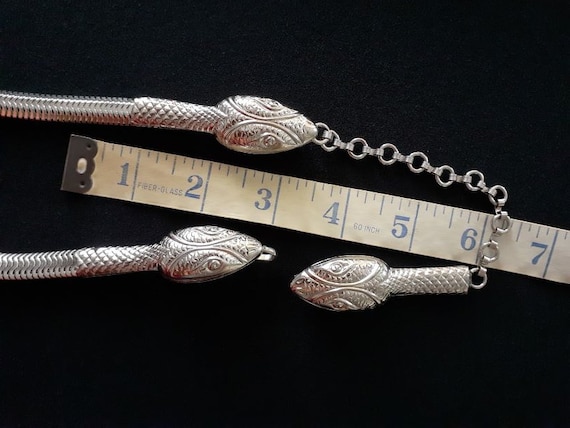 Wild Vintage Silver Tone Metal Triple Headed Snake Serpent  display picture 1
