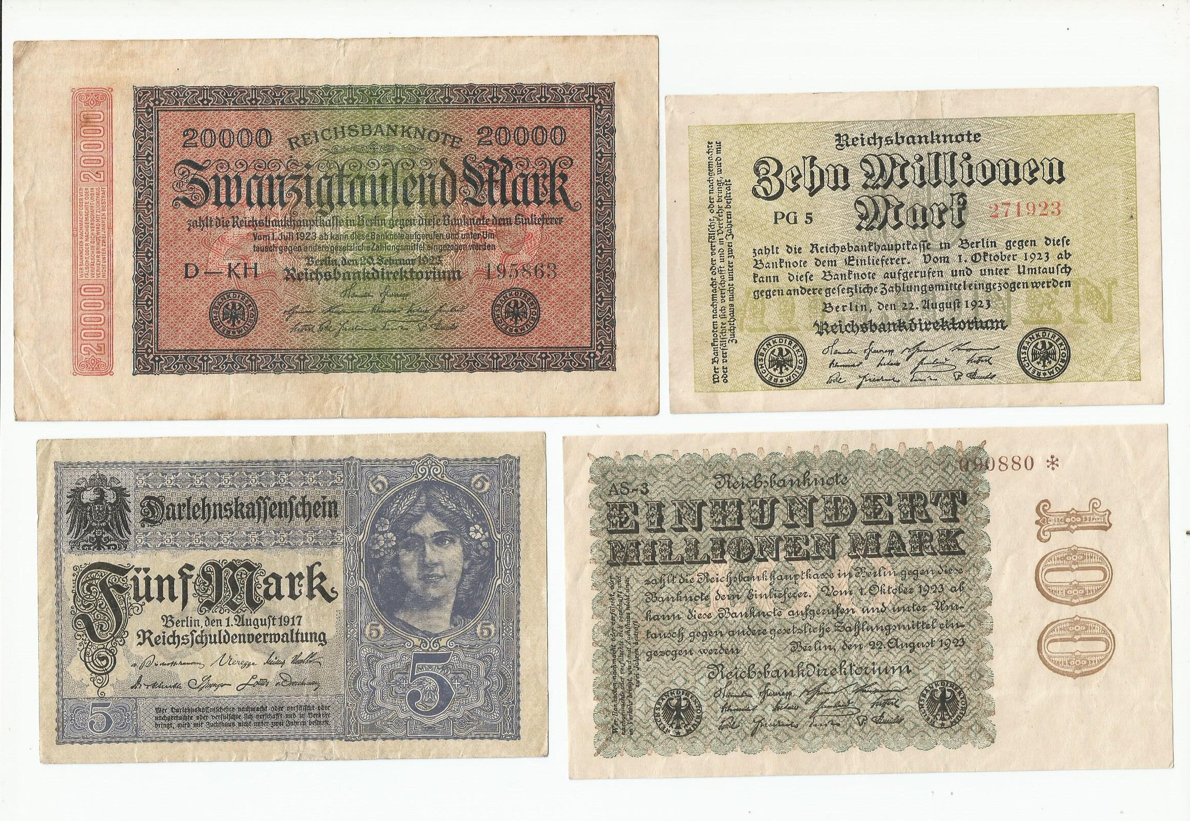 Small Collection Vintage Old German Marks Paper Money Bills