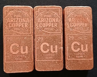 Lot 3pcs 1548 Grams 1.5 Kilo Arizona Copper .999 Solid Pure Hand