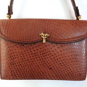 LOPEZ Buenos Aires Made in Argentina Brown Genuine Ostrich Skin Leather