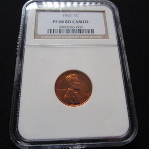 Beautiful 1962 One Cent Proof PF 68 RD Cameo Lincoln Memorial American United States Penny Coin Grade by Numismatic Guaranty Corporation NGC