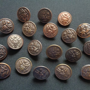 19Pcs Antique R. Liebmann MFG CO Newark New Jersey WWI Military Army Soldier Combat Uniform Coat Jacket Metal Great Seal Eagle Brass Buttons