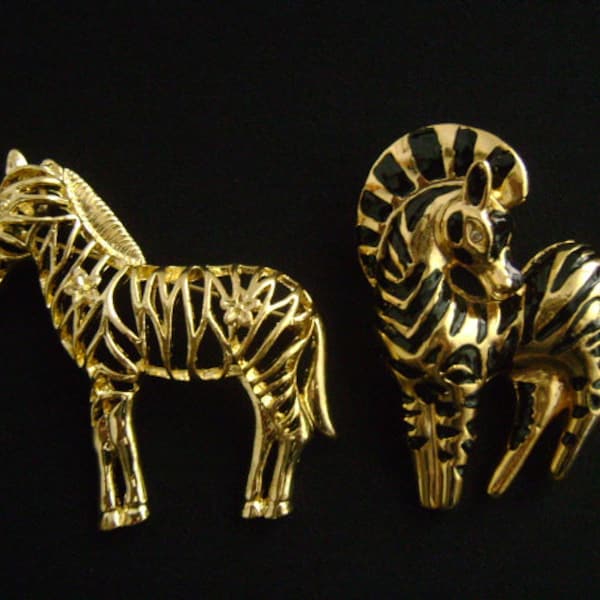 Broche Vintage Noir Et Or - Occasion - Accessoire élégant Pour Vestes Ou Robes