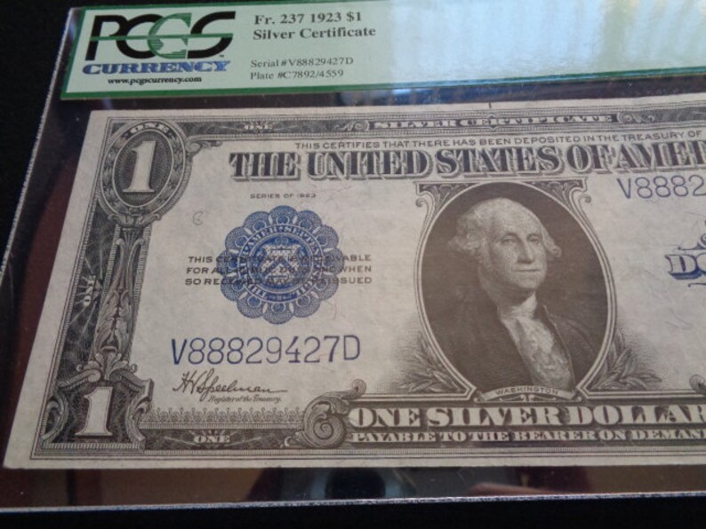 1923 Silver Certificate Old US One Dollar Bill Currency