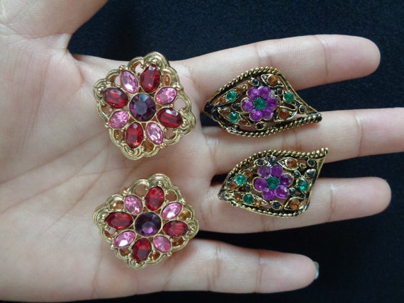 Gorgeous 2 Pair of Vintage Earrings Jewelry Gold … - image 3