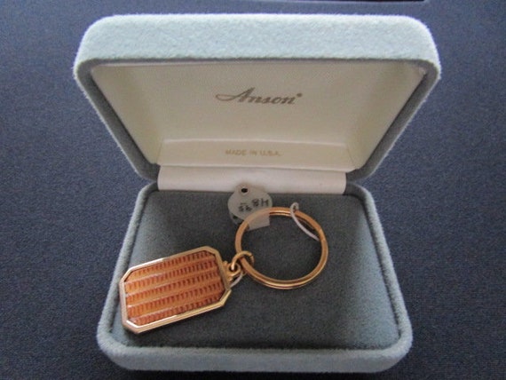 Vintage ANSON Yellow Gold Tone With Snake Skin Le… - image 3