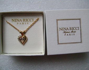 Lovely NINA RICCI NR Logo Original Box Gold Plated Tiny Chain W