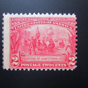 Scott 329 Year 1907 US Stamp 2 Cents Founding of Jamestown Commemorative Unused Minor Gum Disturbance Add to Collection Buy Collect Stamps