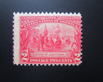 Scott 329 Year 1907 US Stamp 2 Cents Founding of Jamestown Commemorative Unused Minor Gum Disturbance Add to Collection Buy Collect Stamps
