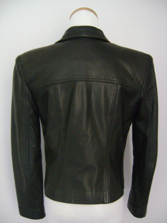 ジャケット・アウター Vintage Black Lamb Leather Half Ccat L casual-lamb-leather-jacket-