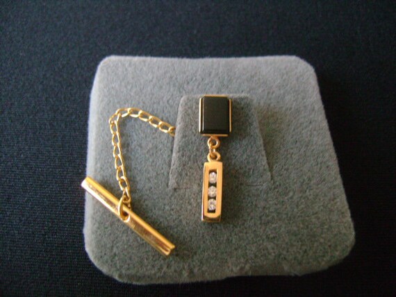 ANSON Gold Plated With Rectangular Cut Black Onyx… - image 3