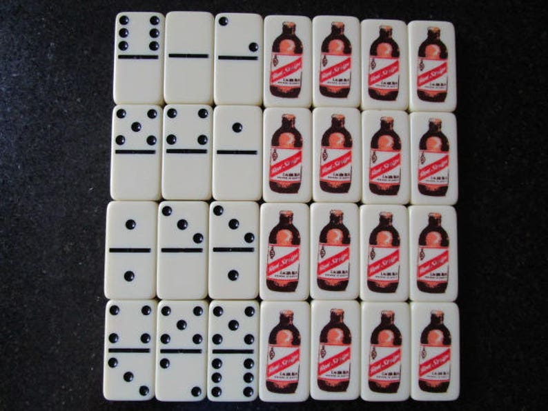 Vintage RED STRIPE Jamaican Lager Beer Bottle Advertising Double Six Domino Marblelike Dominoes Game 28 Set Brewery Collectibles Toys Games