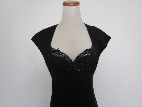Lovely 90s AJ Bari Solid Black Color Sequined Sex… - image 4
