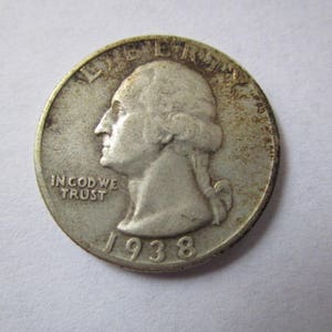 1938 P Washington Quarter US Coin 90% Silver George Washington Perched Eagle Collect Buy US American United States Coins on Etsy Men&#39;s Gift