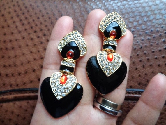 Gorgeous Black Gloss Color Enamel With Ruby Red C… - image 4