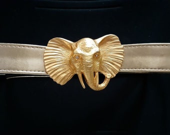 Barry Kieselstein-Cord Vintage Art Bronze Elephant Belt Buckle Kieselstein-Cord Elephant Buckle With Brown Alligator Belt  main image 3