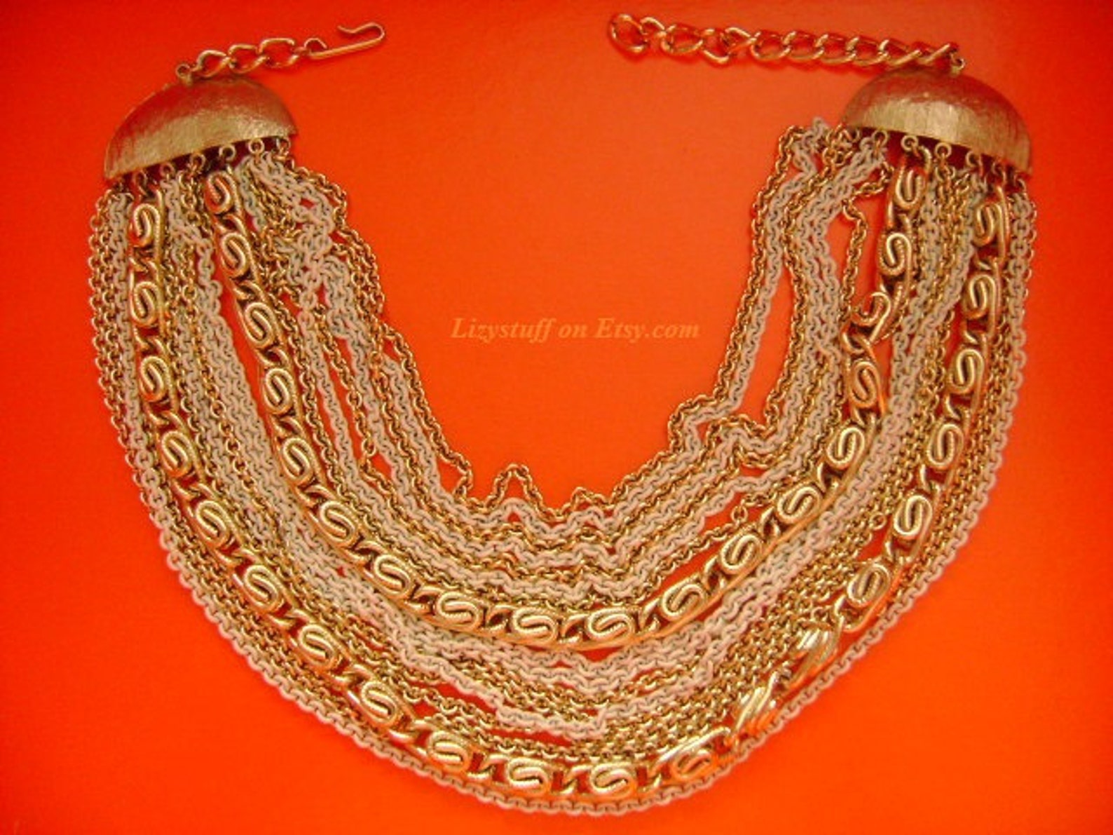 Fabulous Retro Two-tone Color Gold & White Enameled Multi-layer 17 ...