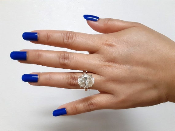 Stunning 8 Carat 15mm x 12mm Classic Oval Cut Old Moissanite Gemstone Solitaire Engagement Ring 925 Sterling Silver Size 6.5 Ladies Jewelry