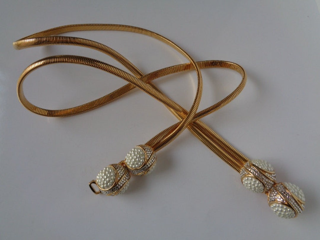 High Fashion JUDITH LEIBER Double Snake Chain Shiny Gold  display picture 2