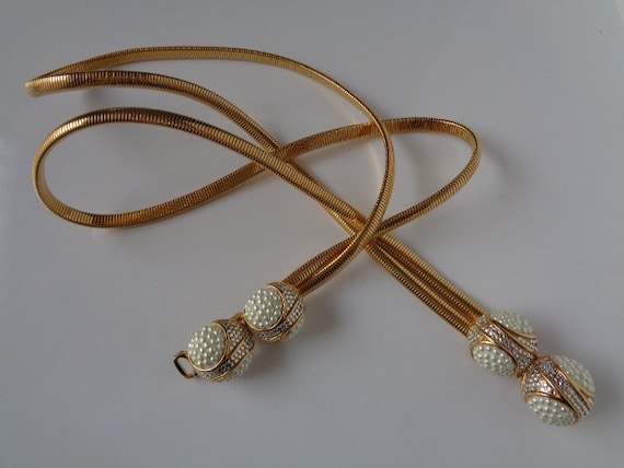 High Fashion JUDITH LEIBER Double Snake Chain Shiny Gold  display picture 3