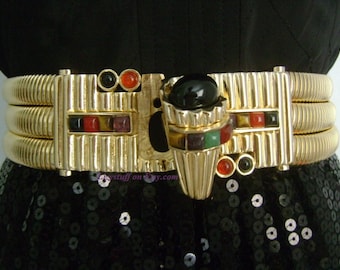 Judith Leiber Gold-Tone Snake Chain Belt, Black & Green Gems JUDITH LEIBER Semi Precious Jeweled Bone Whip Snake  main image 4