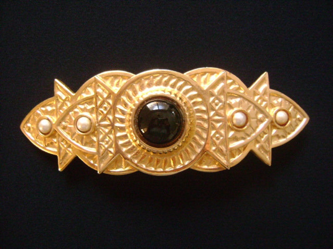ACCESSOCRAFT NYC Ornate Rich Golden Gold Tone Jeweled Faux 