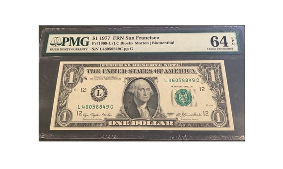 Frn San Francisco 1977 One Dollar Bill Federal Reserve Note FR
