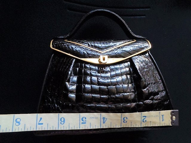 Rare FRANCO PARMEGGIANI Made in Italy Gloss Black Croco Skin