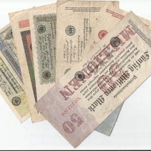 Small Collection Vintage Old German Marks Paper Money Bills 7 Banknotes From 1910&#39;s & early 1920&#39;s Add to or Start Collections Germany Notes
