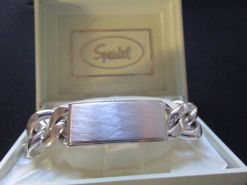 Speidel ID/'s Made in USA Textured Polished Finish Silver Plated Rock Star Rocker Biker DJ Link Chain Bar Bracelet Heavy 93gr Men Boy Jewelry