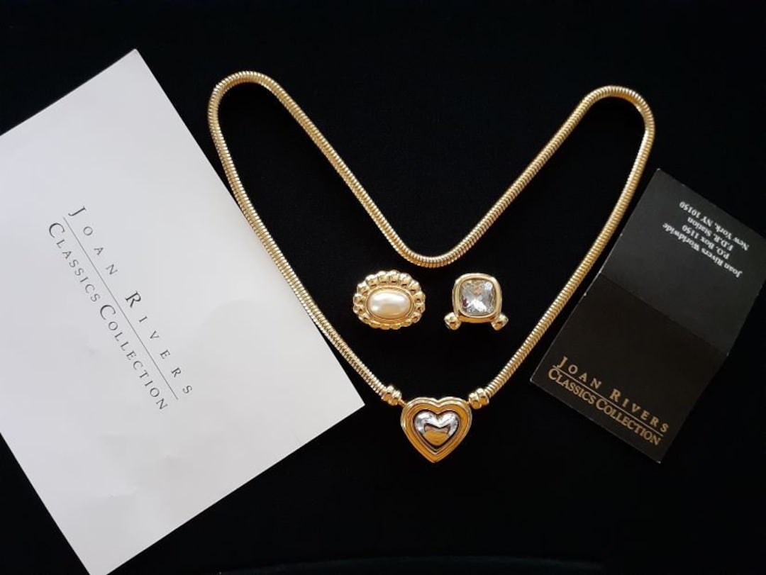 Joan Rivers Schmuck Classics Collection 3 in1 Wechselanhanger Herz Faux Perle Klarglas Strass Gold Ton Schlangenkette Halskette Etsy