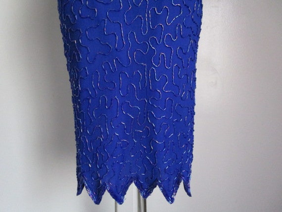 Stunning Vintage DENISE ELLE Royal Blue Silk Irid… - image 4