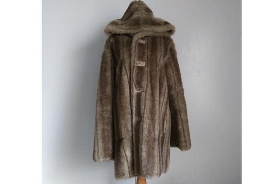 Stylish Dennis Basso Brown Faux Mink Fur Suede Re… - image 1