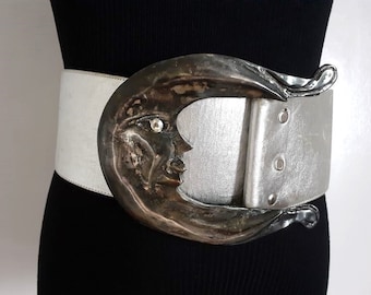 1980s LALOON Exclusive Design Silver Pewter Tone Metal Clear