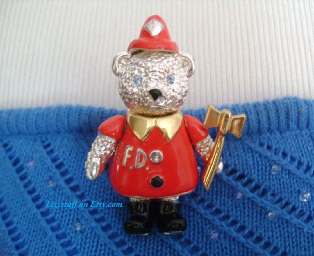 pinクマ NAPIER Adorable Jointed Articulated FD Firefighter Uniform Red